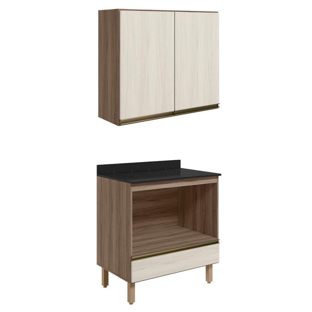Armario Aereo Balcao Forno 80cm Mdf Kali Nicioli Carvalho Toq Bianco Toq