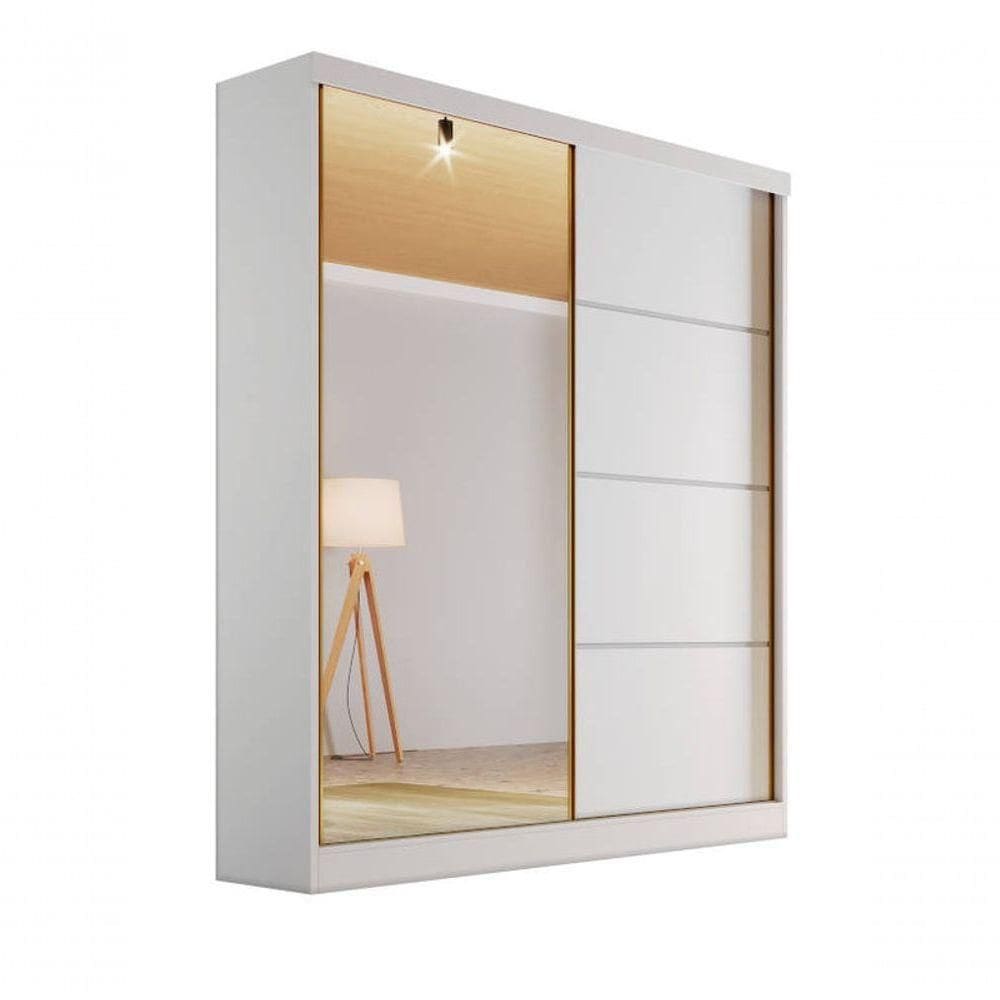 Guarda-roupa Solteiro Espelho 1,80m mdf - Veneza-branco - Bianchi Móveis