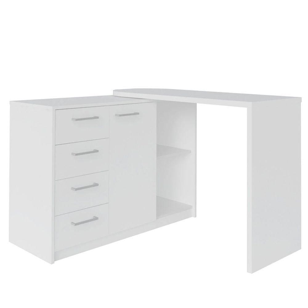 Escrivaninha Em L Com 4 Gavetas 1 Porta E Nicho London Branco