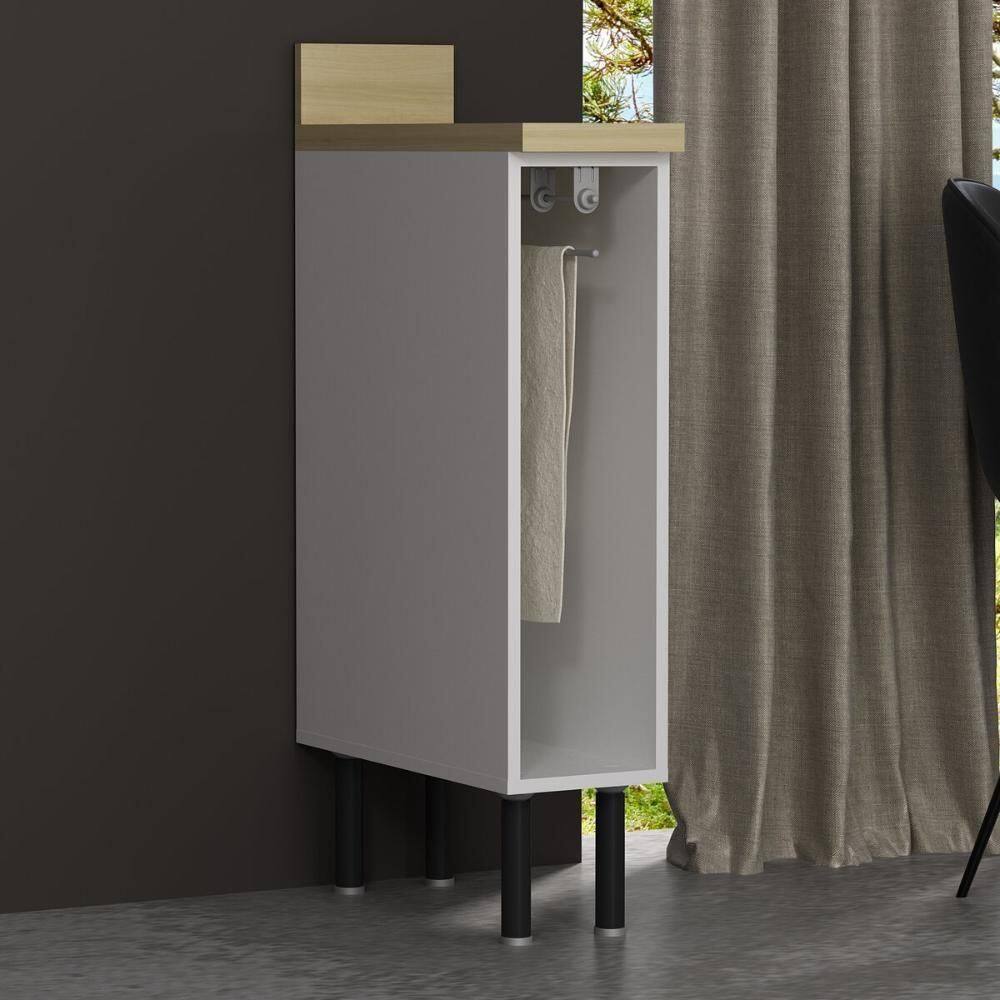 Balcão De Cozinha Em Mdf Com Tampo E Porta-toalhas 20cm Multimóveis Cr20465 Branco/carvalho Tropical