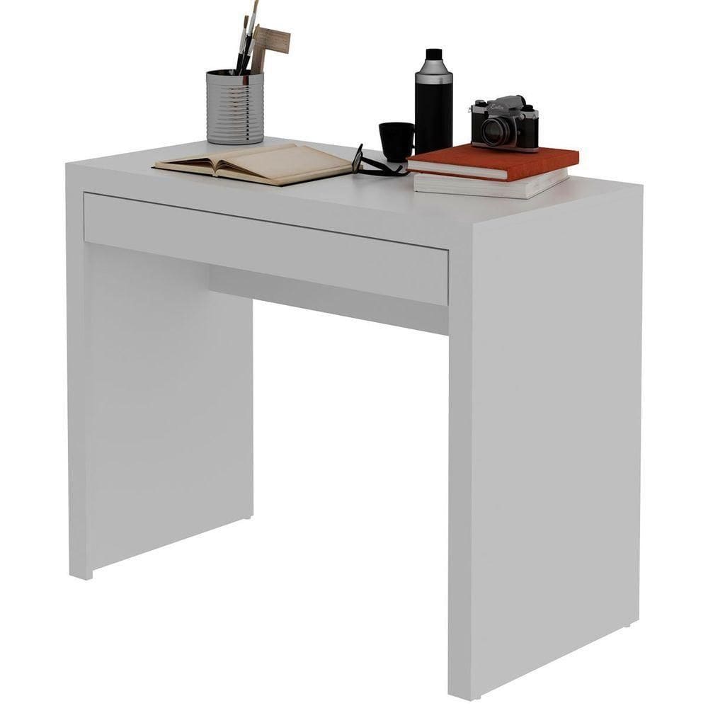 Escrivaninha Mesa De Escritório 90 Cm 1 Gaveta Branco