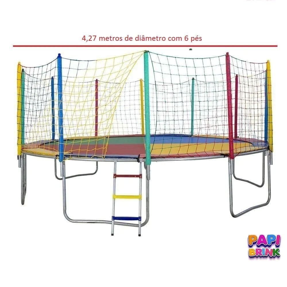 Cama elástica Infantil 4,27 6 Pés Colorida 84 Molas Papibrink