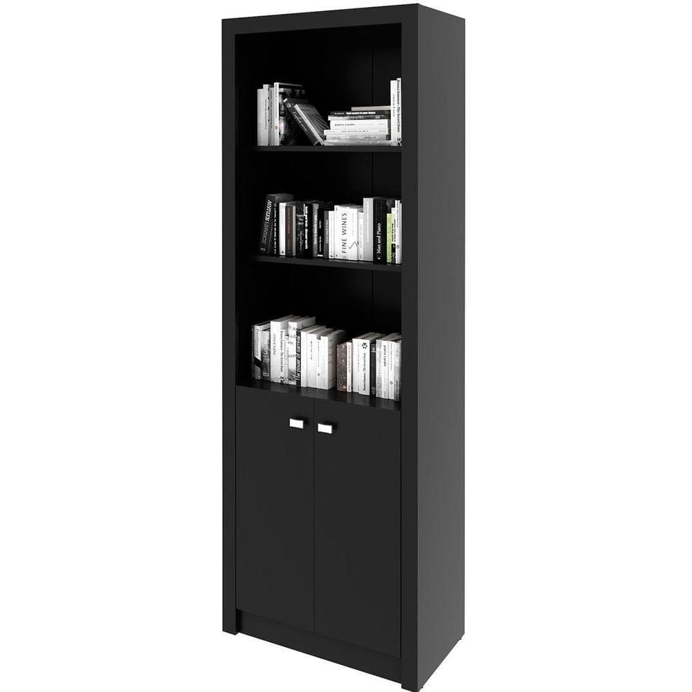 Estante Armário Alta Livreiro Multiuso Office 2 Portas Preto