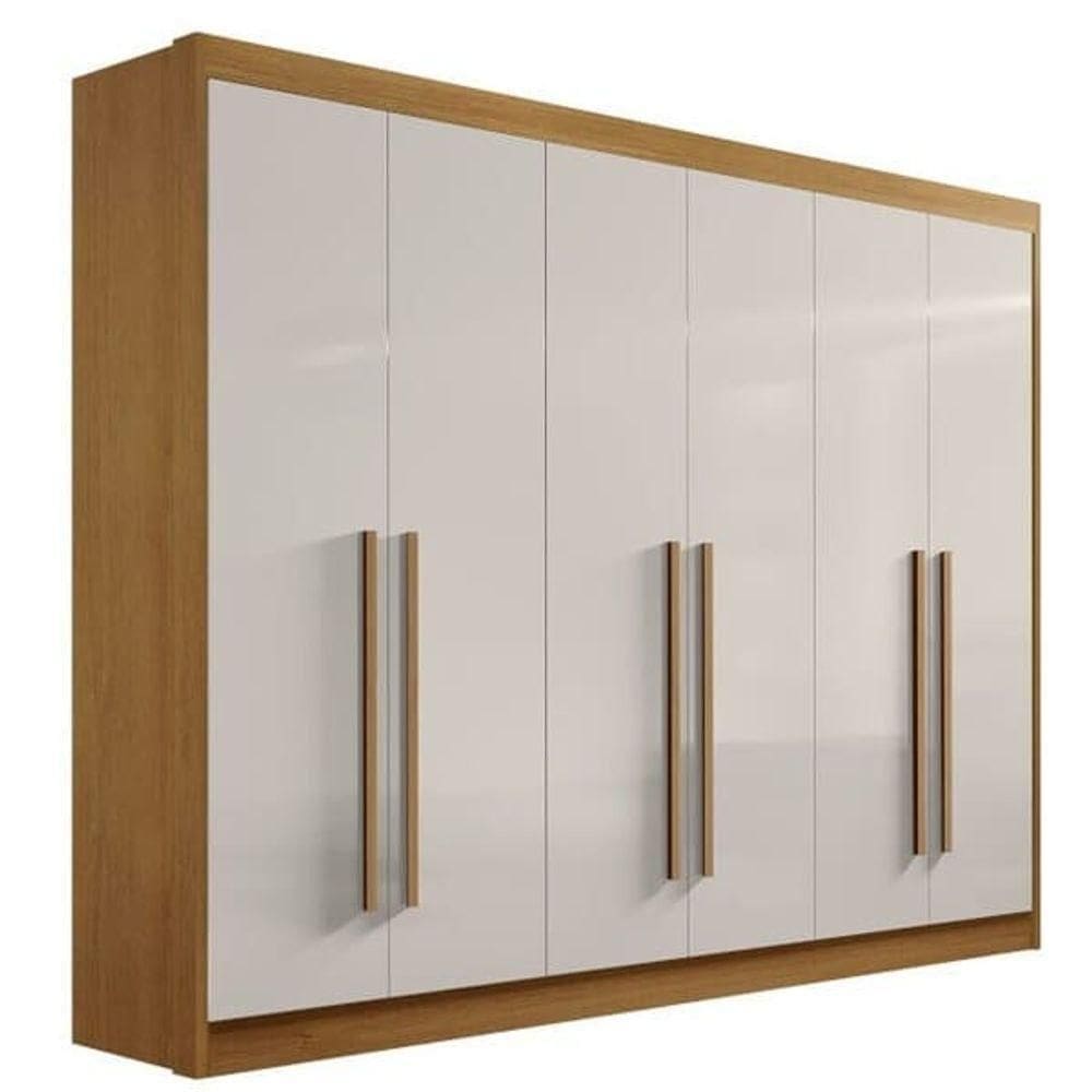 Guarda Roupa Casal 6 Portas 7 Gavetas - New Athos-cinamomo-off White - Móveis D`doro