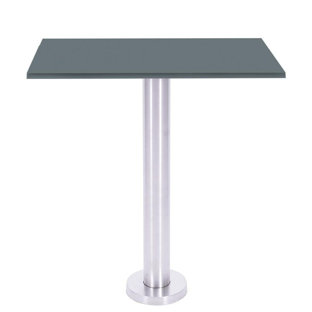 Mesa Beta Fixa Inox 71,50 Cm (alt) Disco Redondo Tampo Mdp Quadrado 80 Cm (larg) X 2,50 Cm (alt) Grafito