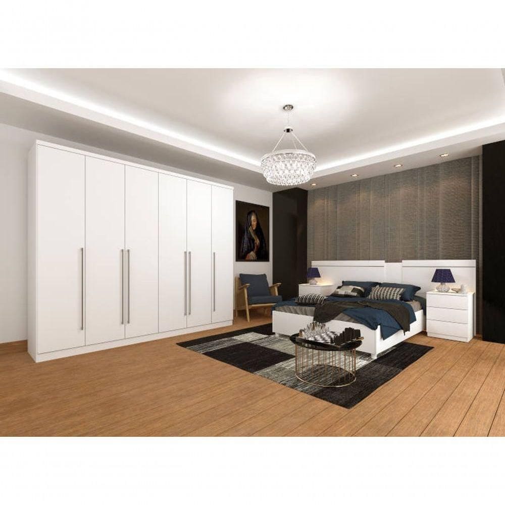 Guarda Roupa Casal 6 Portas 2,70m - Sevilla-neve - Tcil Móveis