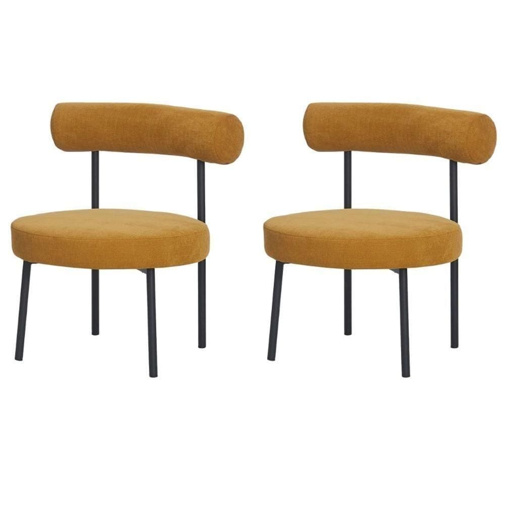 Kit 2 Poltronas Moma Fratini Assento E Encosto Revestidos Em Tecido Damasco Aço Preto