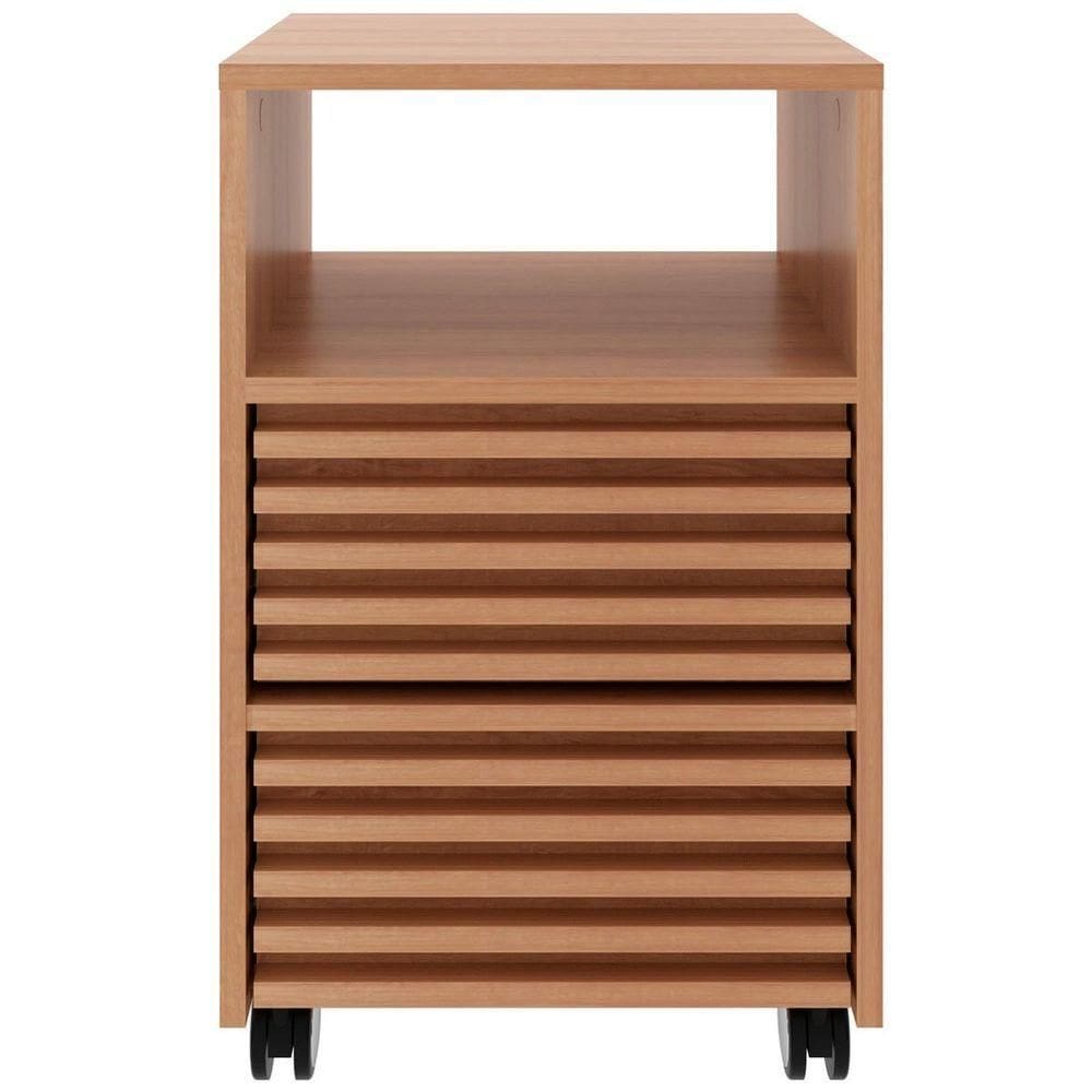 Gaveteiro Para Escritório 2 Gavetas Com Rodízios Amêndoa