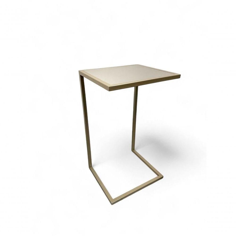 Mesa Lateral Sofá Industrial - Metalon Champagne Cacao - 70cm
