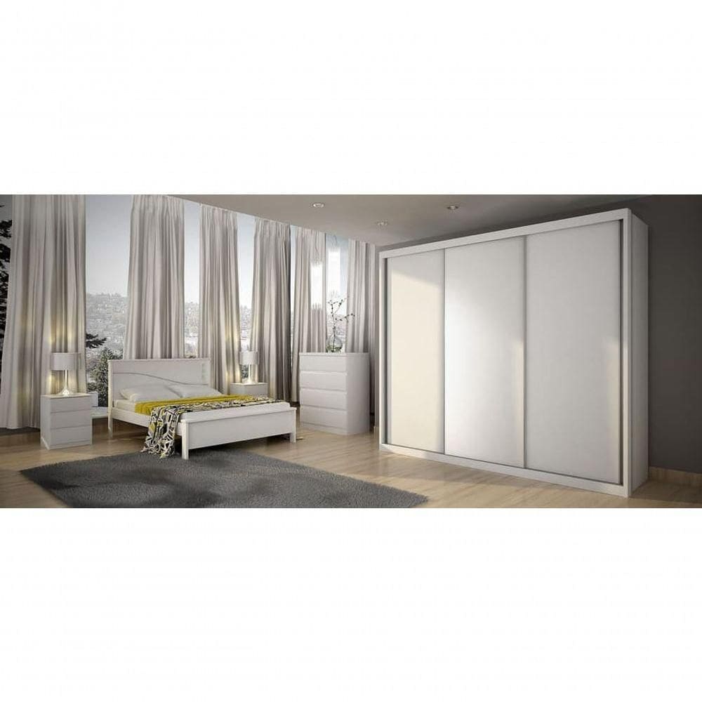 Guarda Roupa Casal 3 Portas 6 Gavetas - Palazzo-branco - Móveis Horizonte