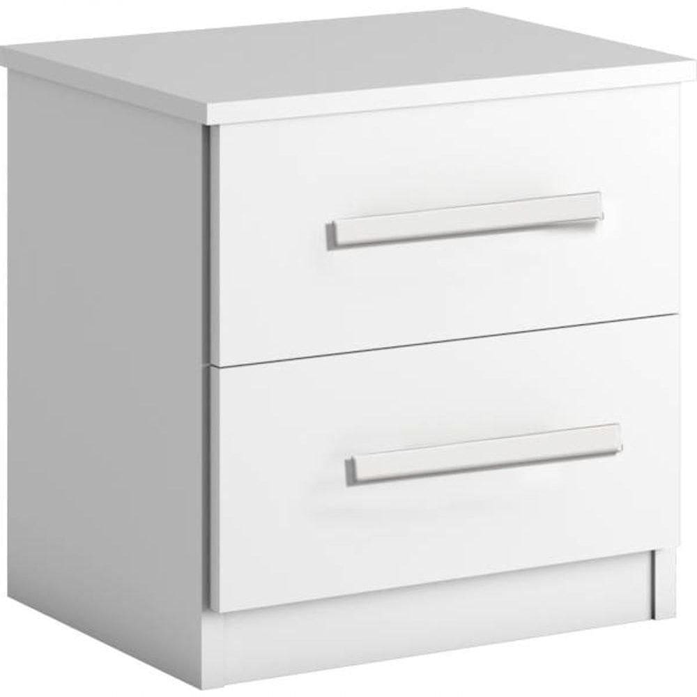 Mesa De Cabeceira Mdf 2 Gavetas Puxadores Madeira - Zeus-branco - Bianchi Móveis