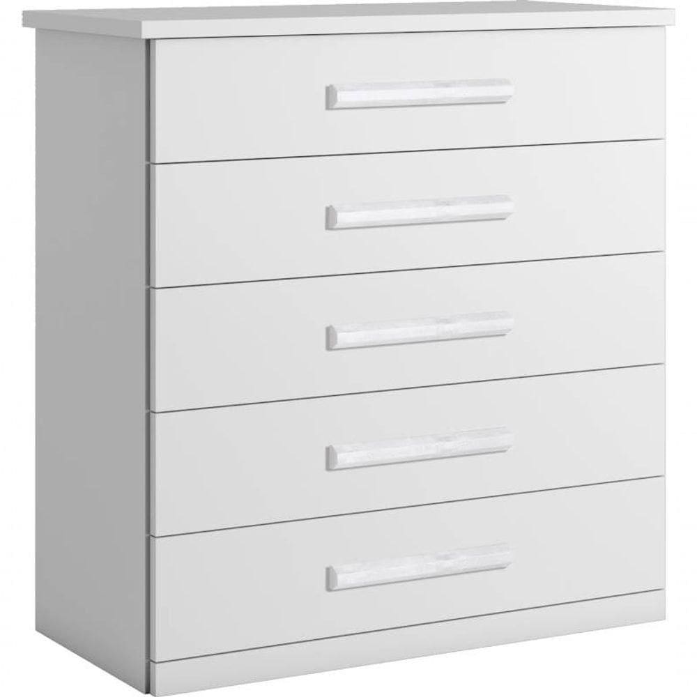 Cômoda Para Quarto 5 Gavetas Corrediças Telescópicas - Toronto-branco - Bianchi Móveis