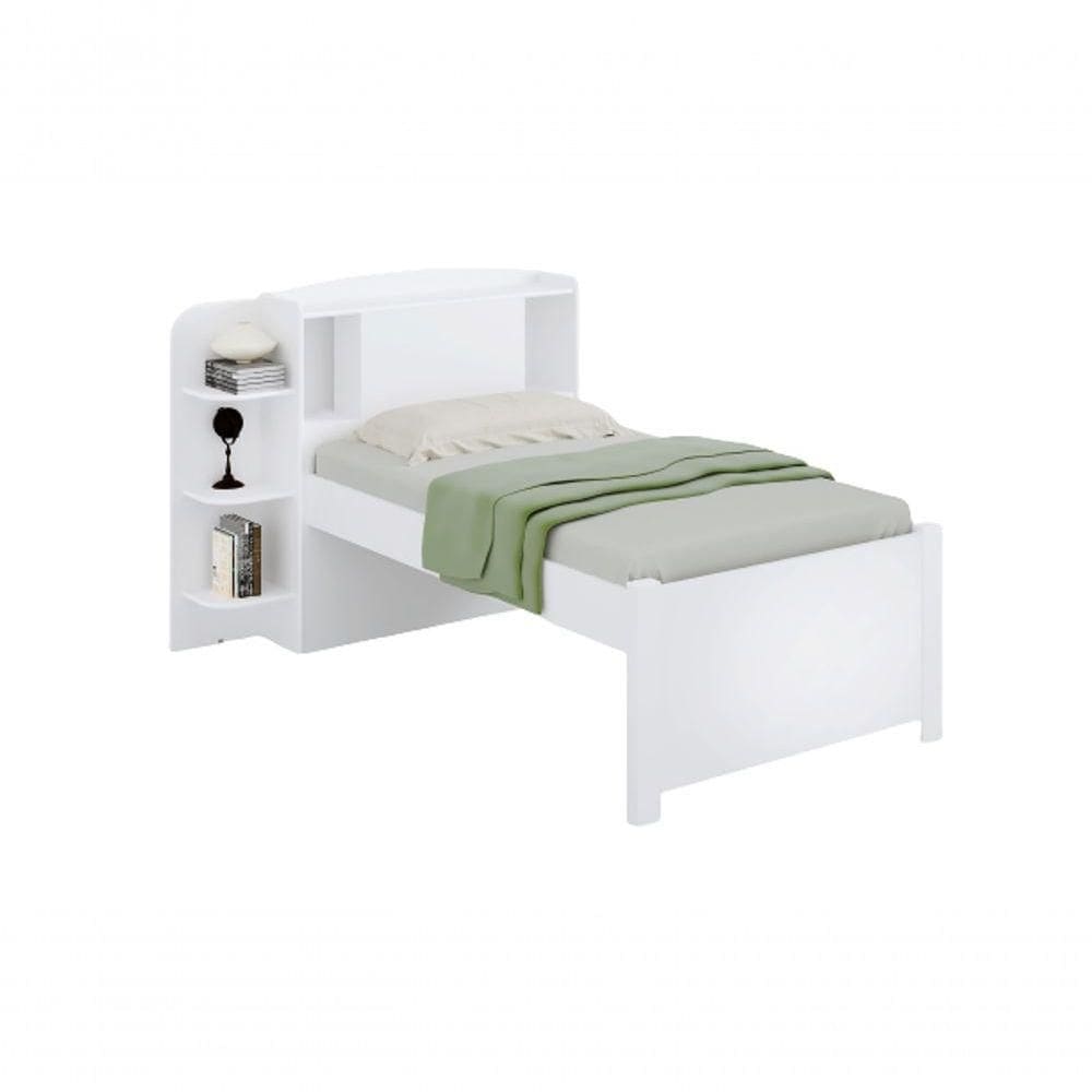 Cama Solteiro Com Cabeceira Baú - Milênio Plus-branco - Móveis D`doro