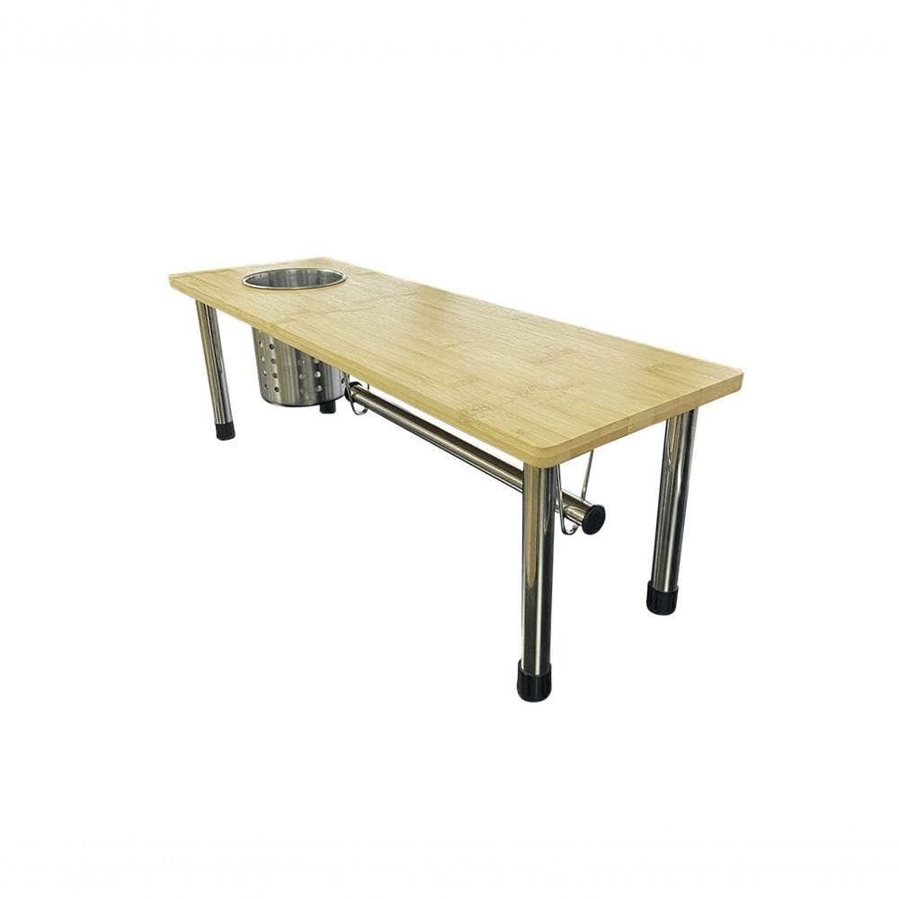 Rack Cozinha Organizador E Prateleira Bambu/inox Mimo Style