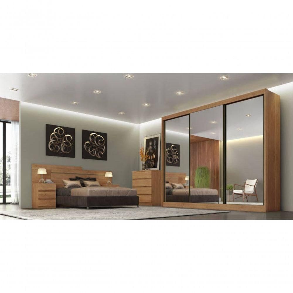 Guarda Roupa Casal Espelhado 8 Gavetas - Logan-cumaru - Móveis Horizonte