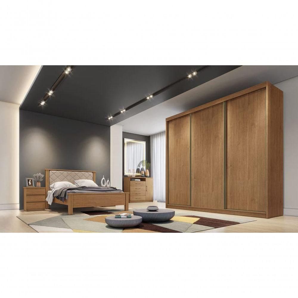 Guarda Roupa Casal 3 Portas 6 Gavetas - Sollo-cumaru - Móveis Horizonte