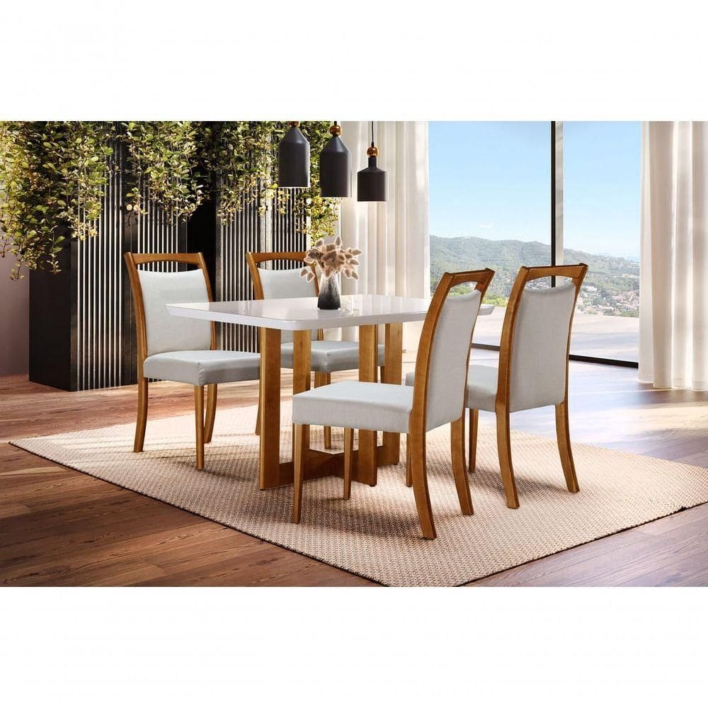 Sala De Jantar Madeira Maciça Com 4 Cadeiras 1,20x0,80m - Talia - Espresso Móveis