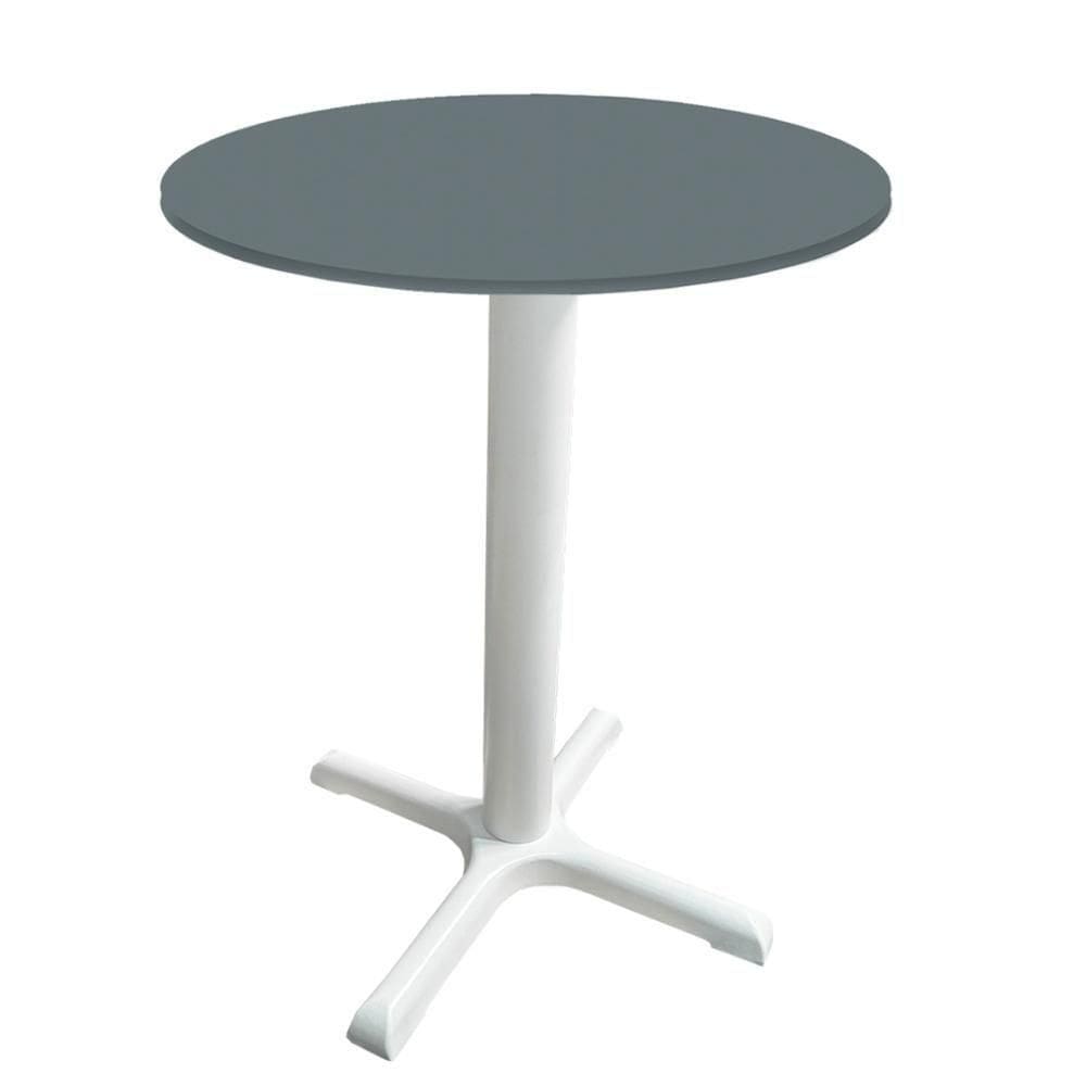 Mesa ô Ferro Branco 74 Cm (alt) Base Em X Tampo Mdp Redondo Grafito 70 Cm (larg) X 2,50 Cm (alt)