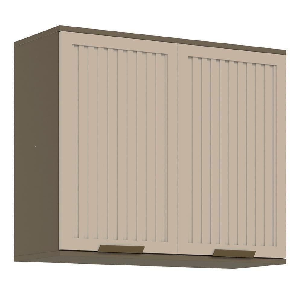 Armário Aéreo Connect 80cm 2 Portas Ripado Duna/cristal - Móveis Henn Duna/cristal