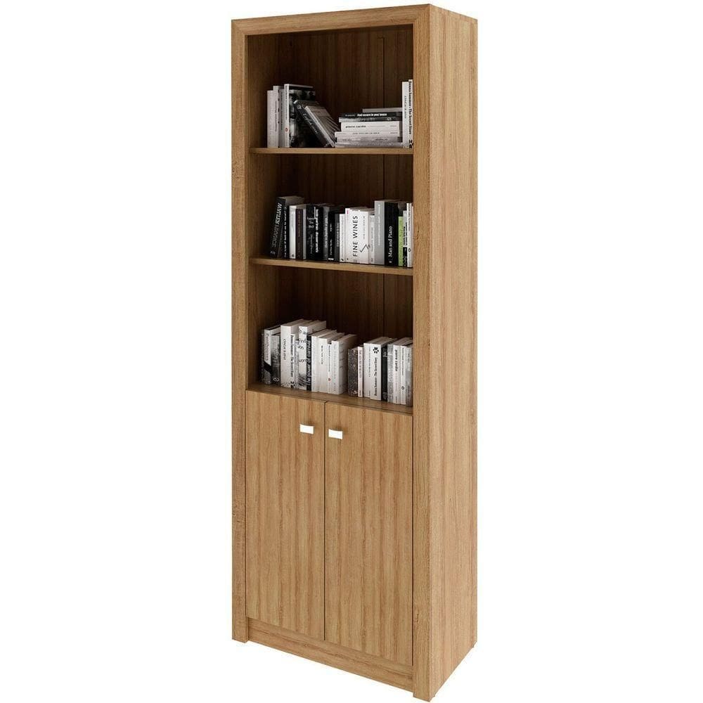 Estante Armário Alta Livreiro Multiuso Office 2 Portas Amêndoa