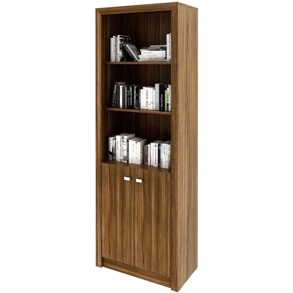 Estante Armário Alta Livreiro Multiuso Office 2 Portas Nogal
