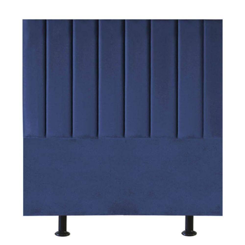 Cabeceira Estofada Cama Box Solteiro 100 Cm Louise Veludo Azul Marinho