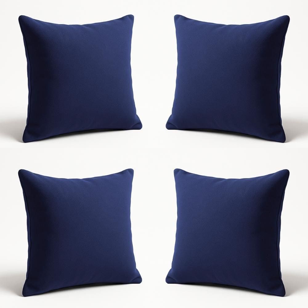Kit 4 Almofadas Decorativas 42cm Suede Fofinha Lisa Sofá Azul Marinho