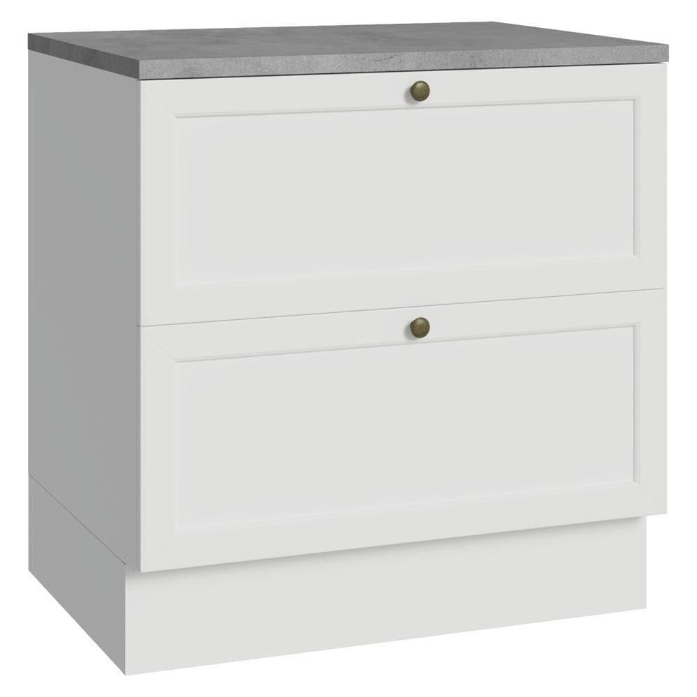 Balcão De Cozinha 80 Cm 2 Gavetas Branco Vik Madesa Branco