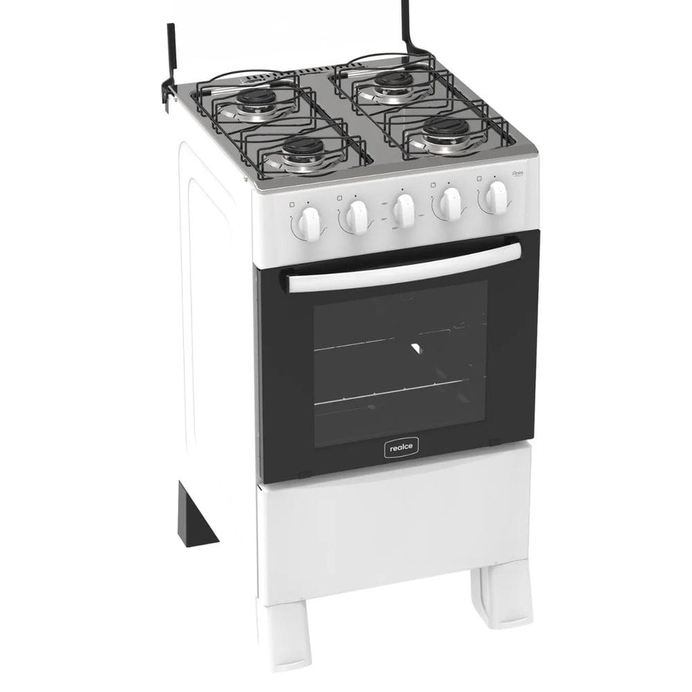 Fogão 4 Bocas Branco Ares com Forno 50 L em Aço Inox Realce