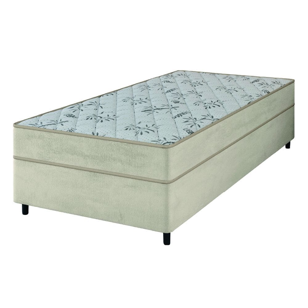 Cama Box Solteiro Colchão Espuma 88x188x57cm Bege Egito Portobel - Suporta até 100kg por Pessoa