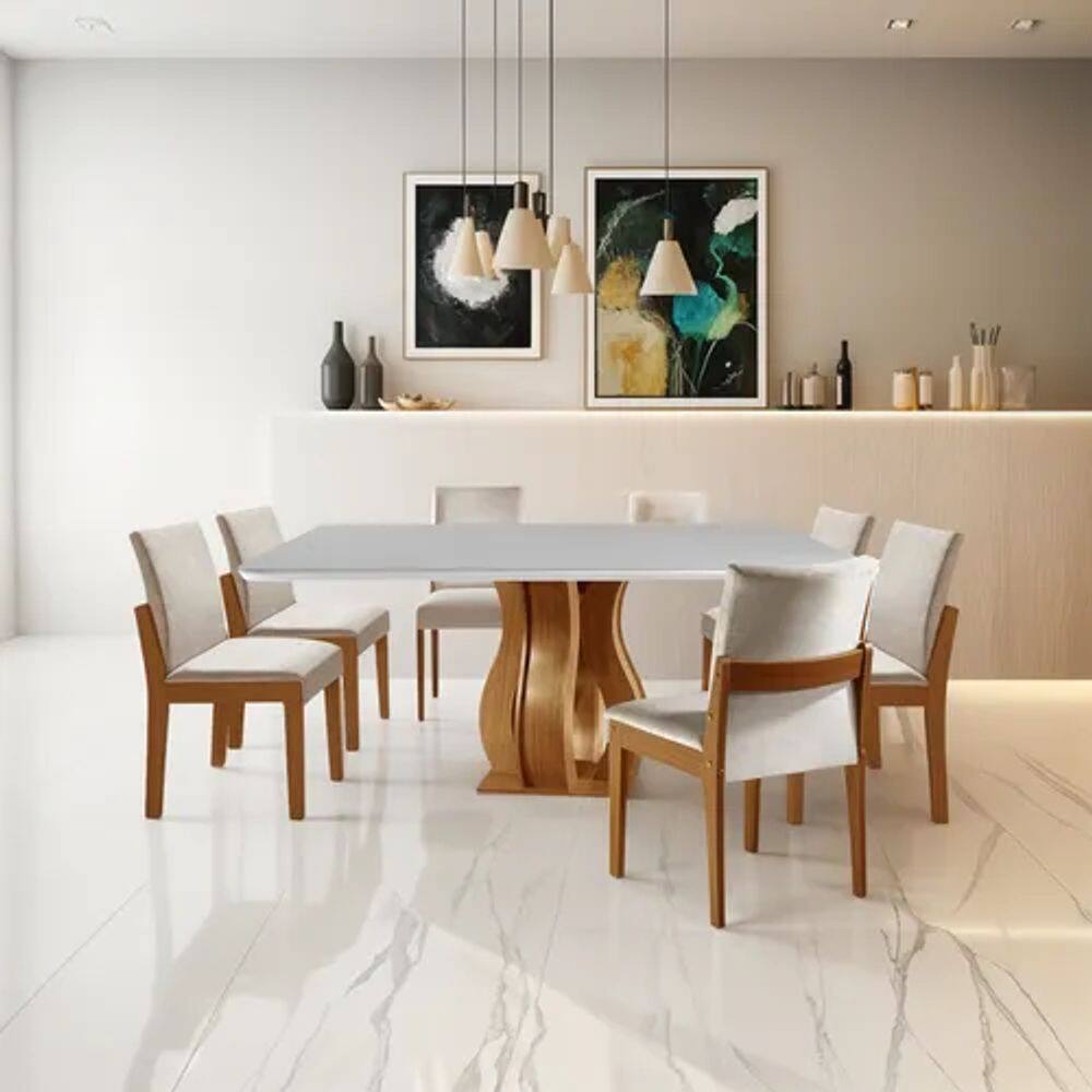Conjunto Sala De Jantar Mesa Yescasa com 6 Cadeiras Mônaco