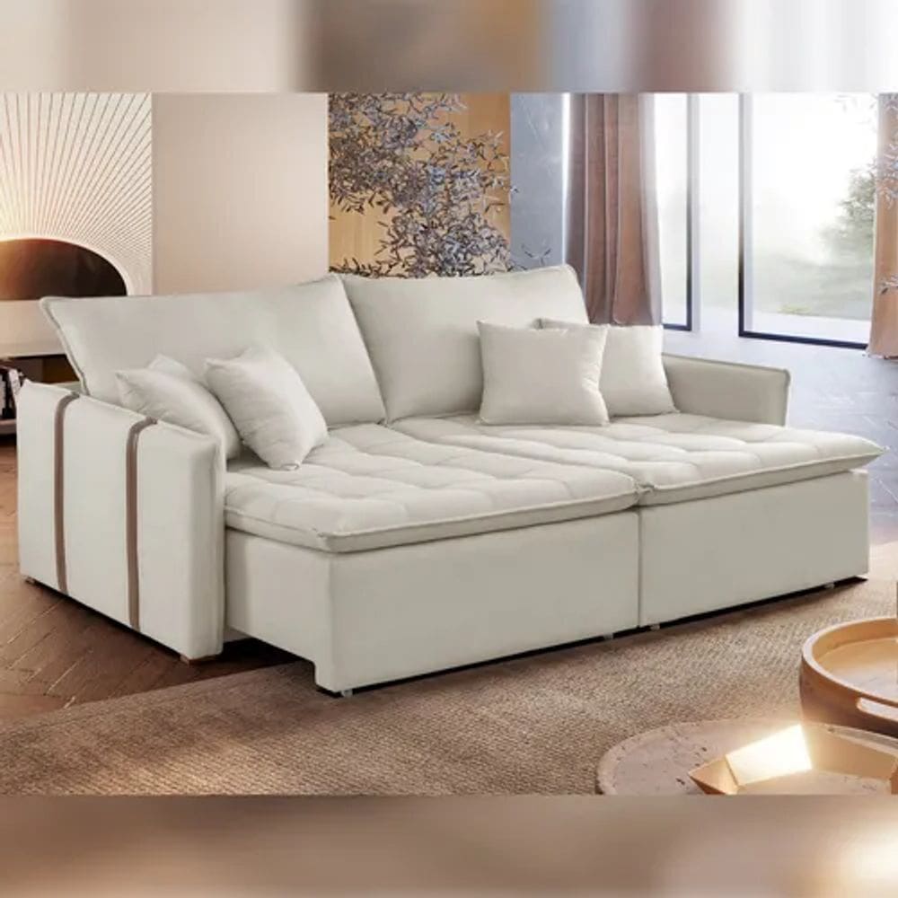 Sofá Cama 200cm Em Madeira Eucalipto Detroid Yescasa