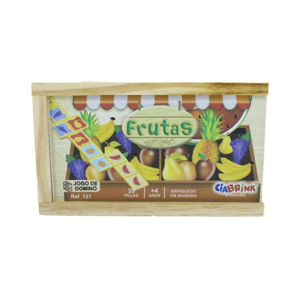 Jogo de Dominó Frutas Caixa em Madeira