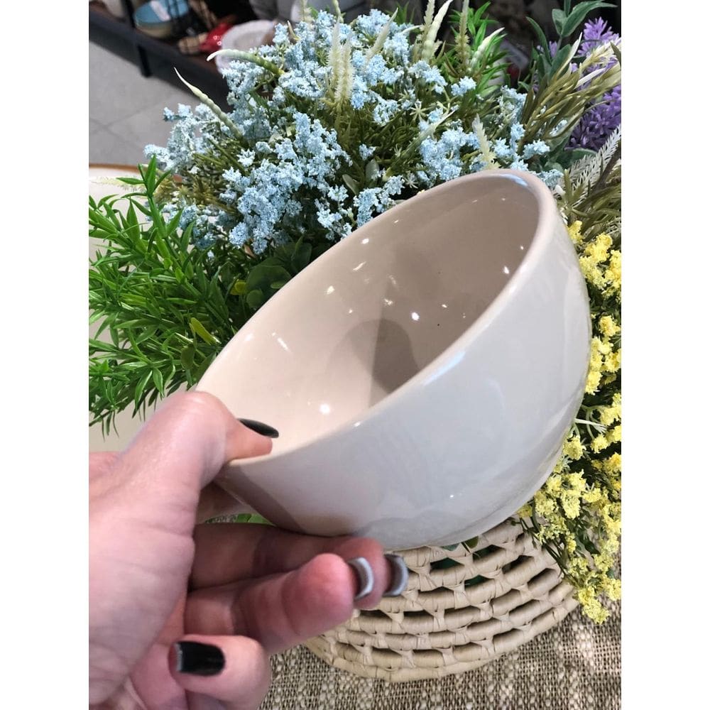 Bolw em ceramica esmaltada alto brilho cor bege