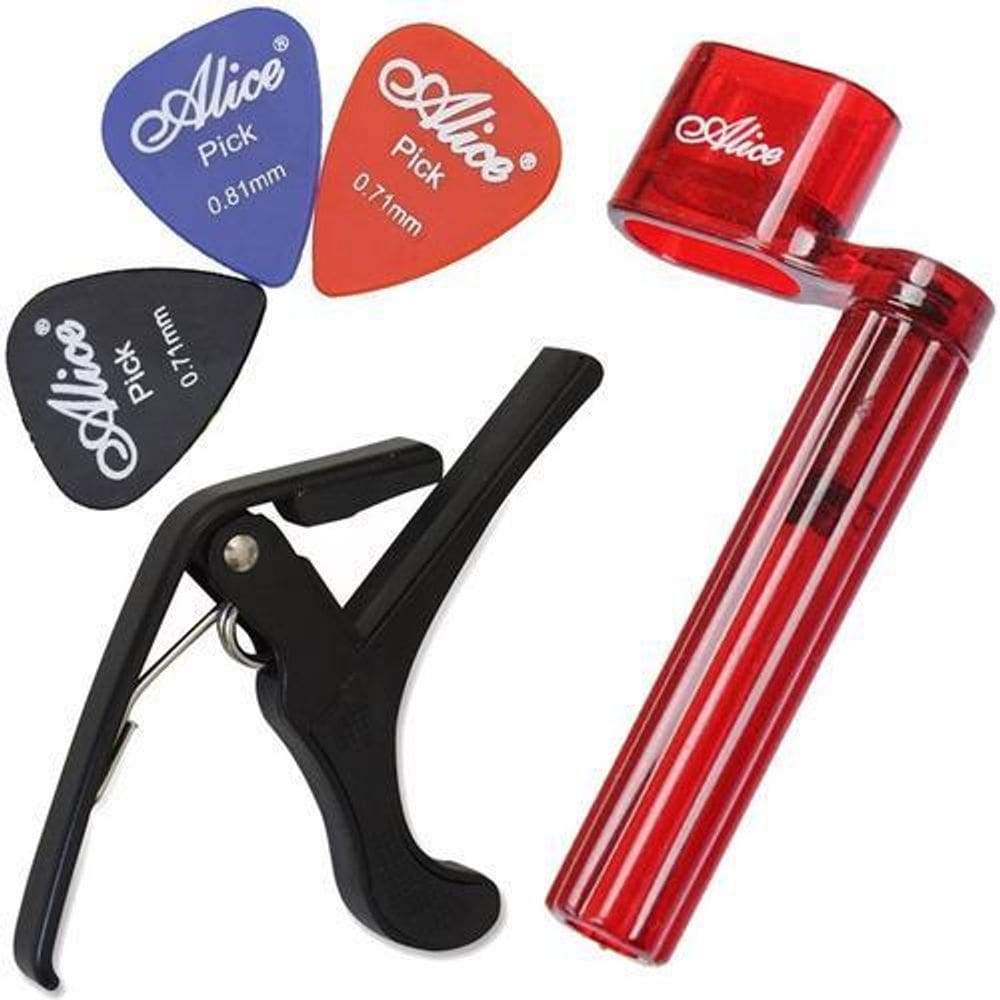 Acessórios Para Violão Encordoador + Capotraste + Palhetas