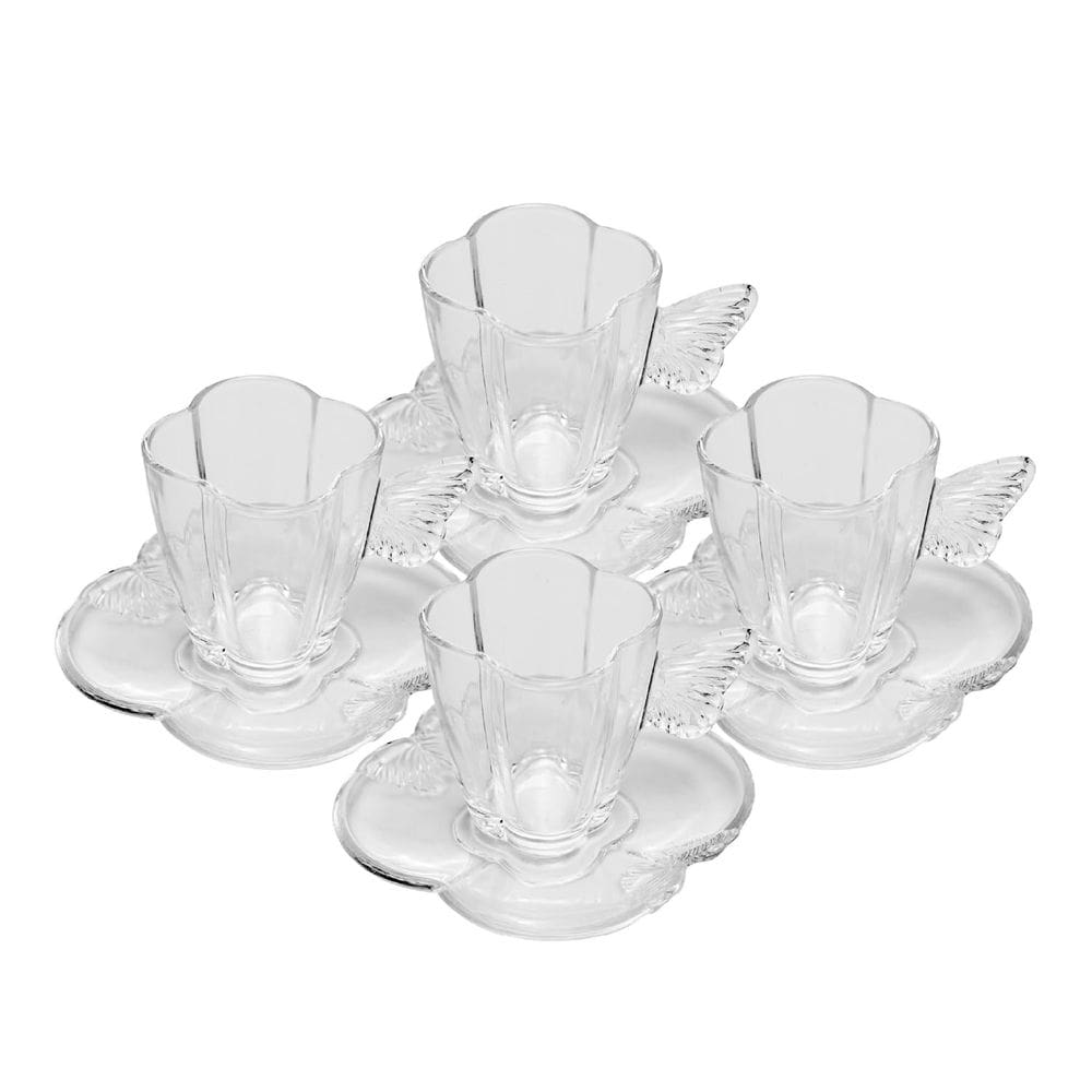 Jogo De 4 Xícaras Chá Café 80ml C/ Pires Butterfly Wolff