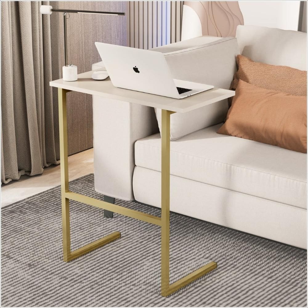 Mesa P/Notebook Thor MDP Pérola Pés Ferro Dourado