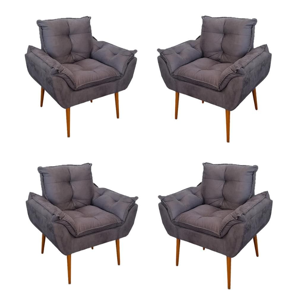 Kit 4 Poltronas Opala Suede Luxo