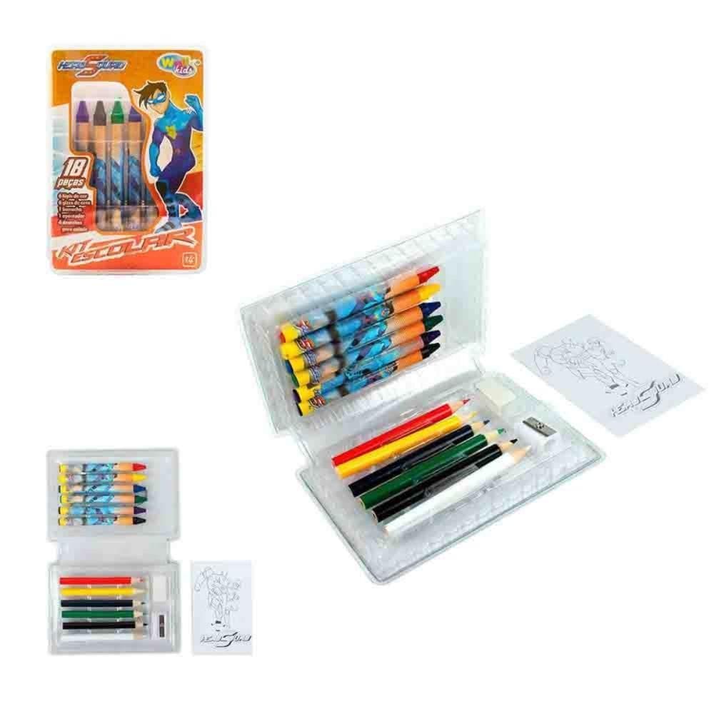 Estojo Infantil Escolar Hero Squad 18 Peças