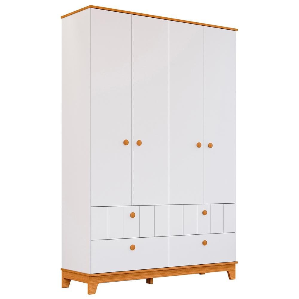 Guarda Roupa Biscoito Quarto Infantil com 4 Portas 4 Gavetas