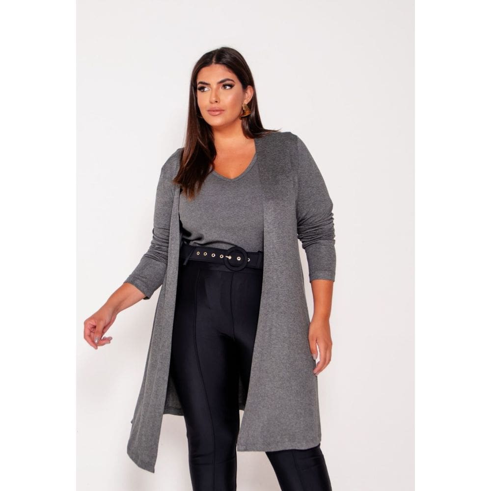 Cardigan Plus Size Longo Feminino de Malha