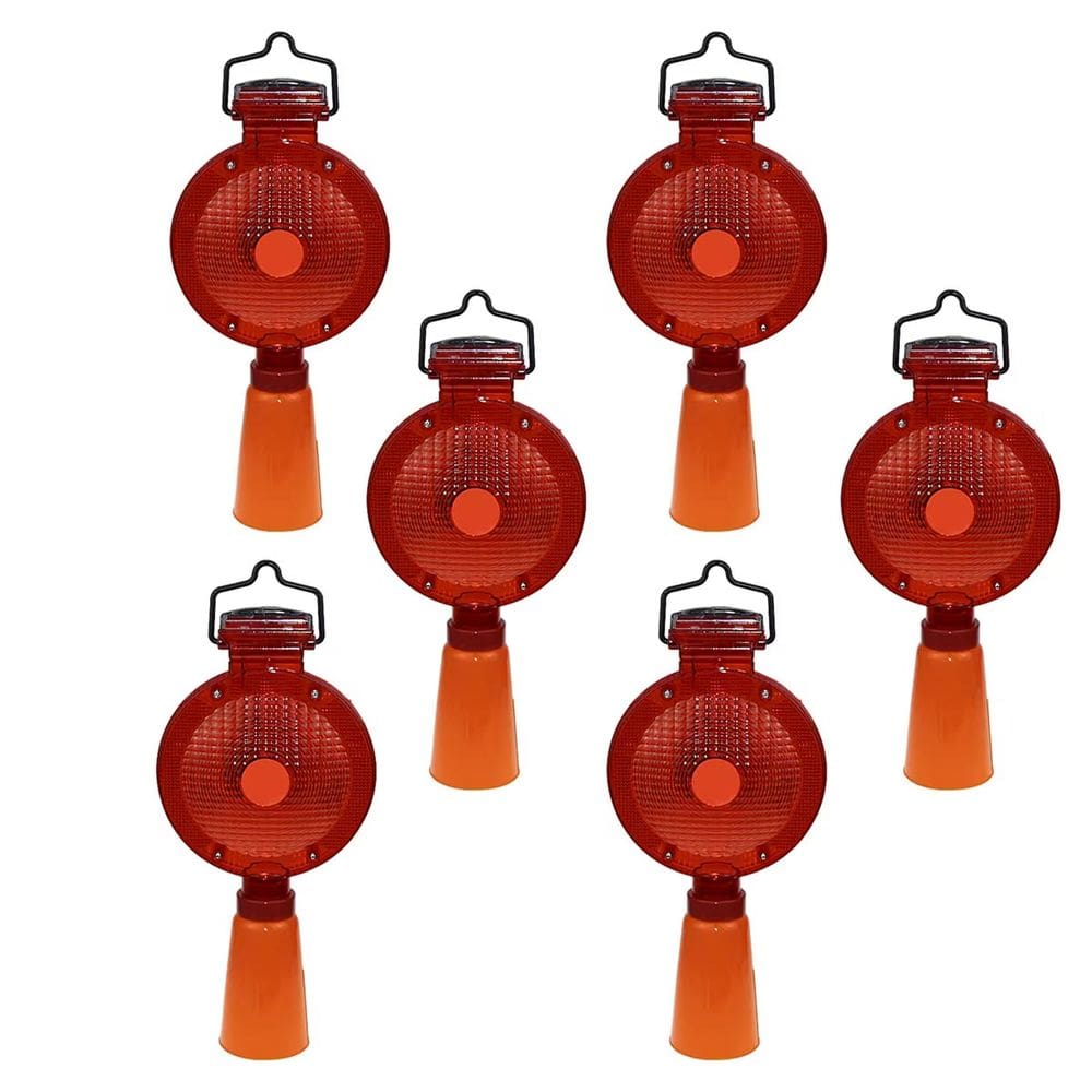 Sinalizador Viario Solar Cone Kit 6 Uni Iluminaçao Automatico Segurança Obra Estrada Rua Rodovia