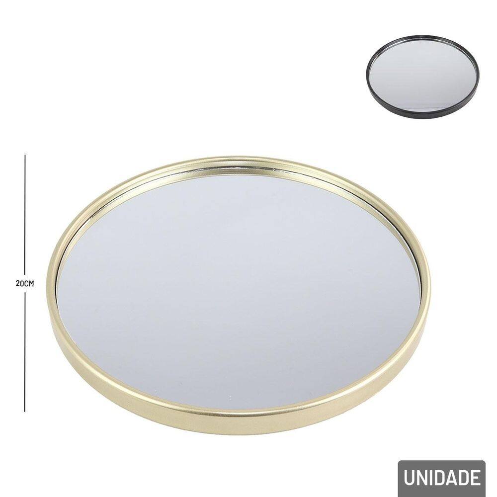 Bandeja Decorativa Plástica 22,5cm Espelho Redondo