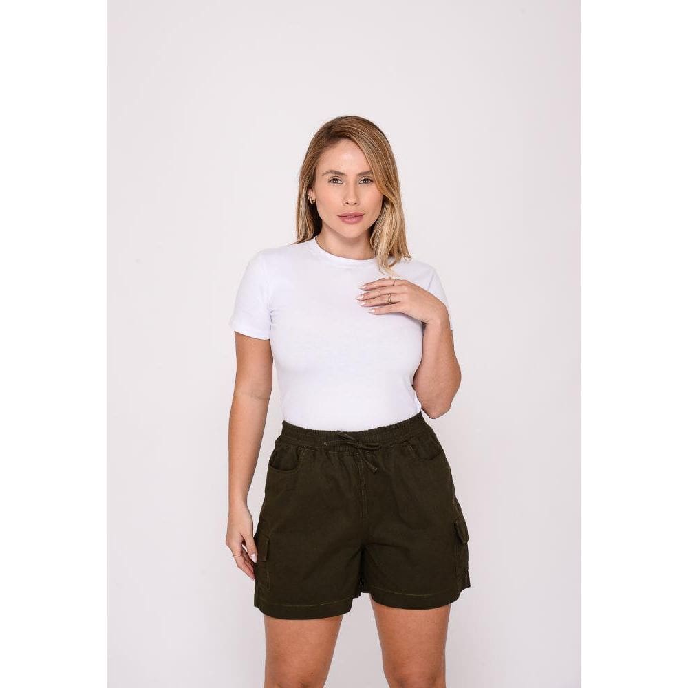 Shorts Cargo Feminino Verde Musgo Ref 7947 [F075]