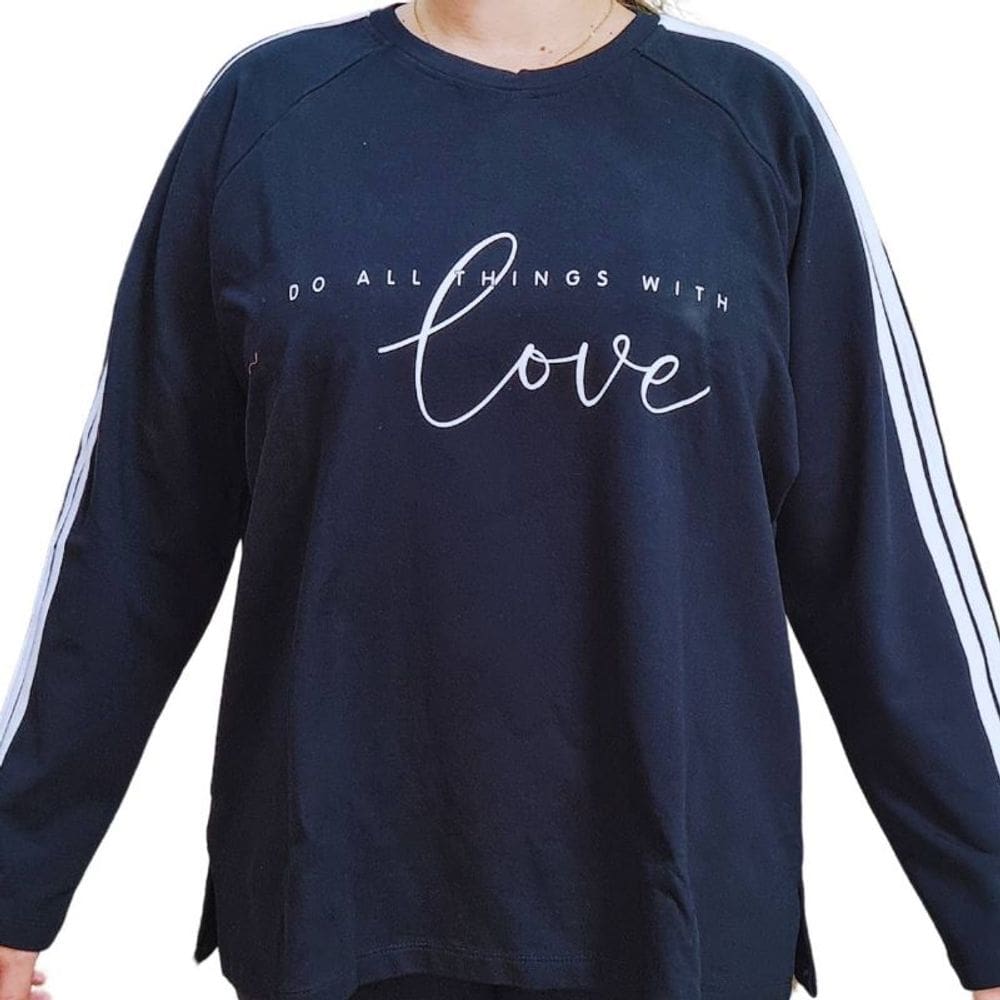 Blusa Feminina Arruaça Manga Longa Listra Branca