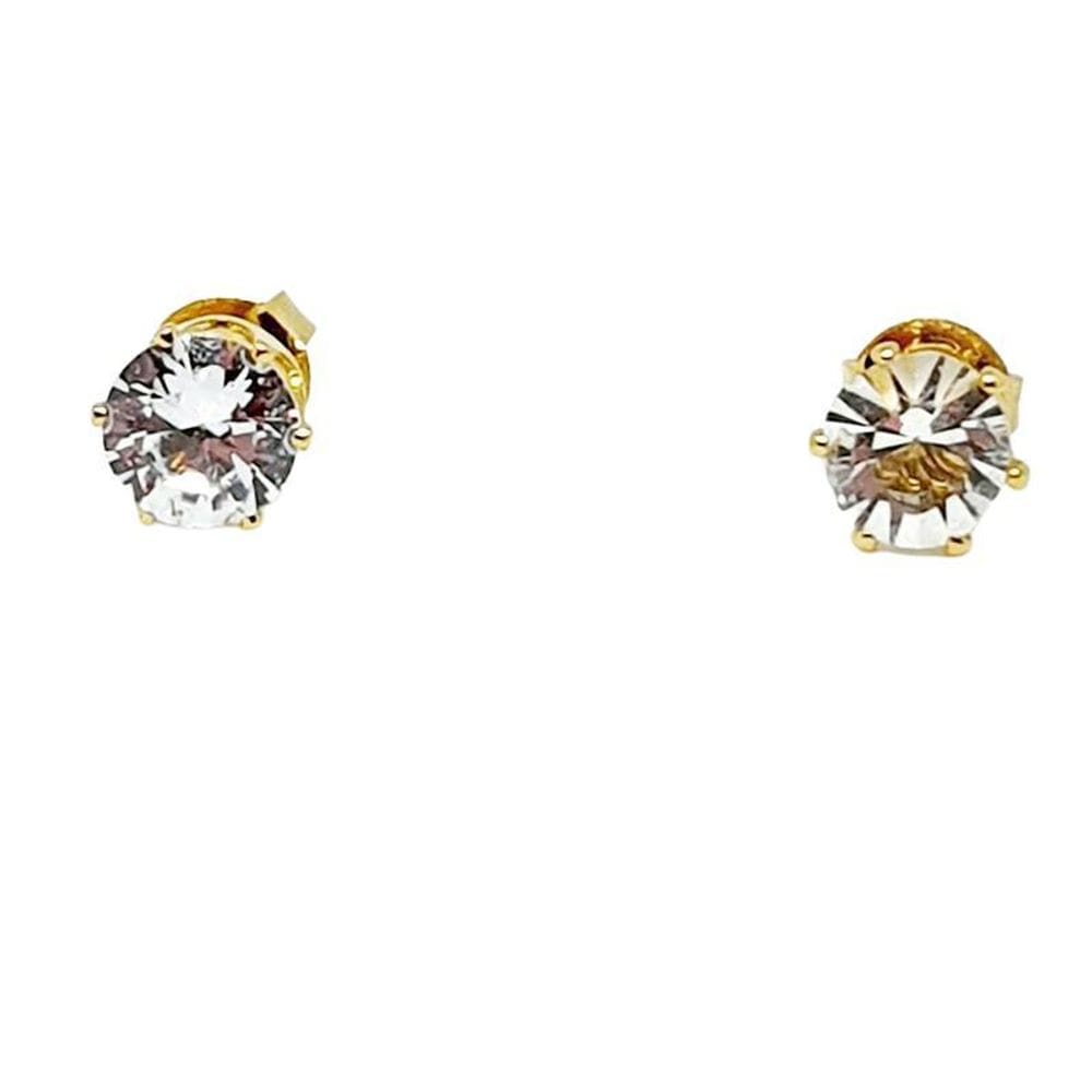 Brinco Lonely Five Solitário Cristal Folheado Ouro 18K