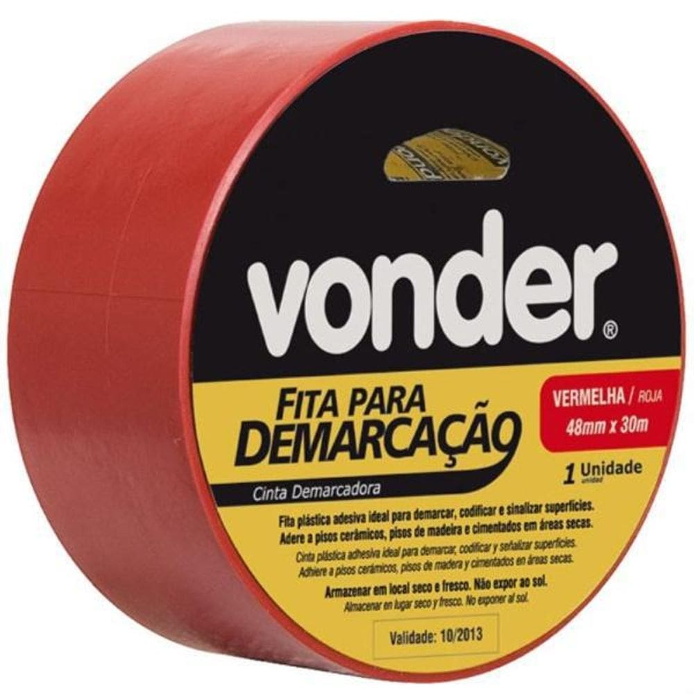 Fita Para Demarcação Solo 48Mm X 30 Metros Vermelha