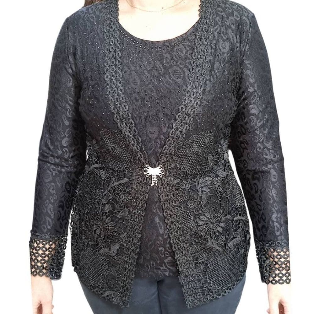 Blusa Feminina Pérola Oriental ML Preta
