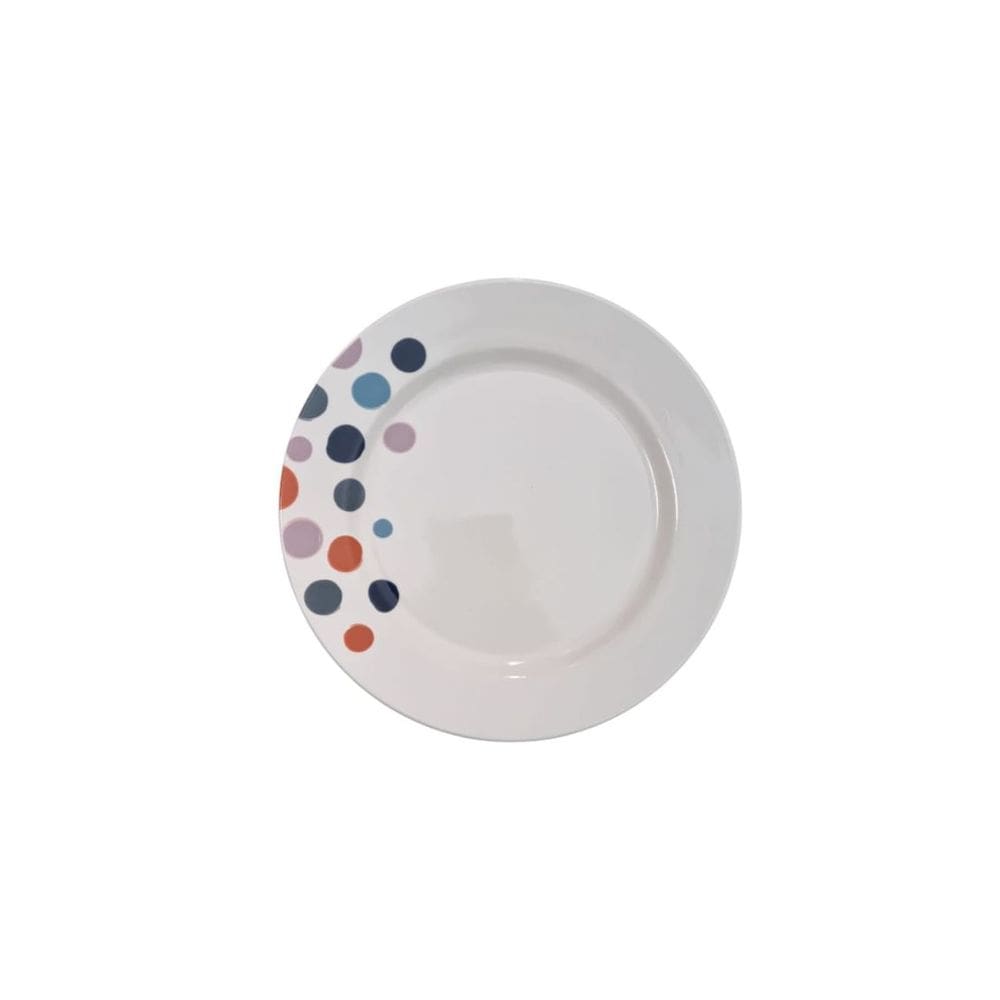 Jogo Prato Raso Poá Porcelana Decorados Bolinhas Kit 6 Peças