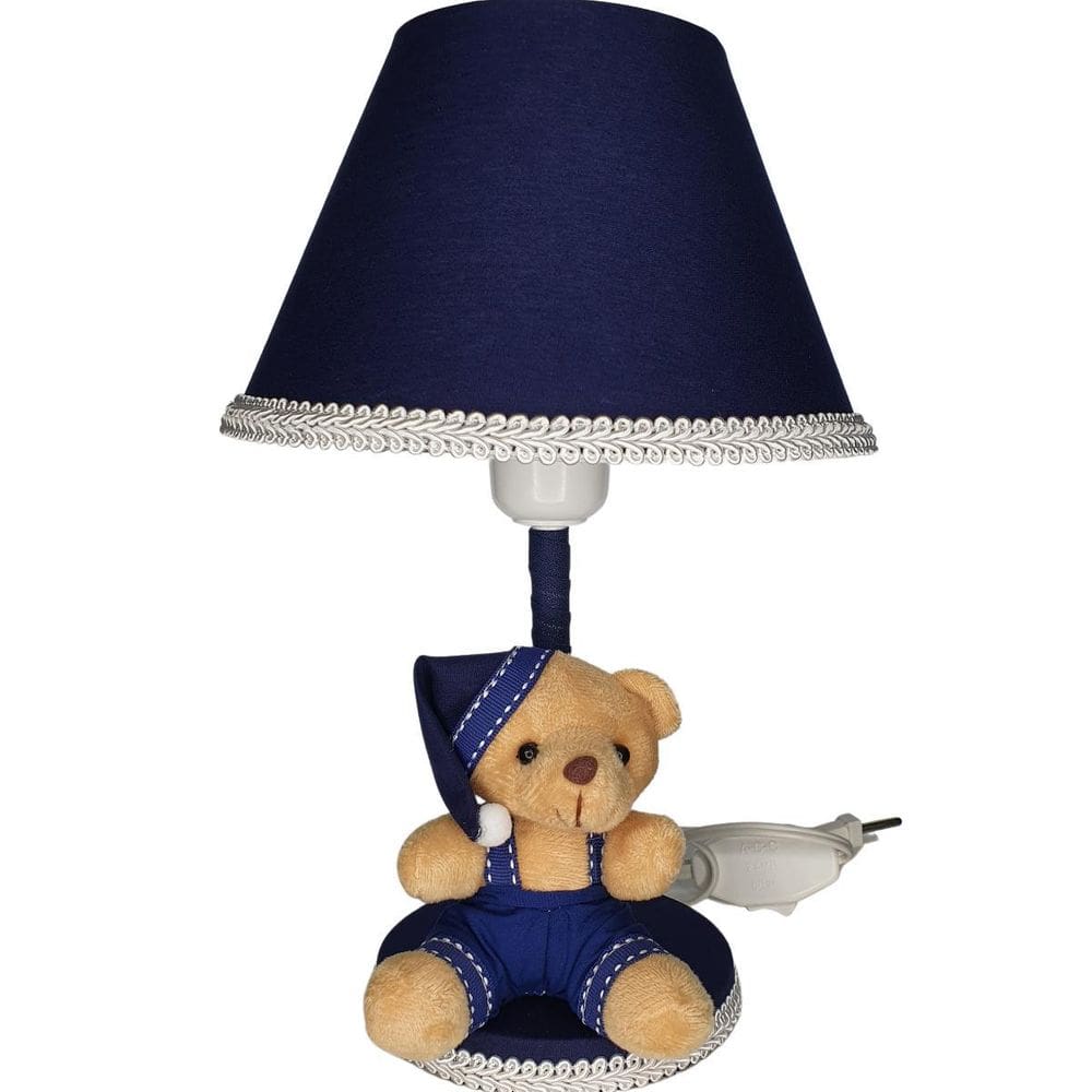 Abajur Tecido Ursinho Quarto Bebê Iluminação Suave 28cm